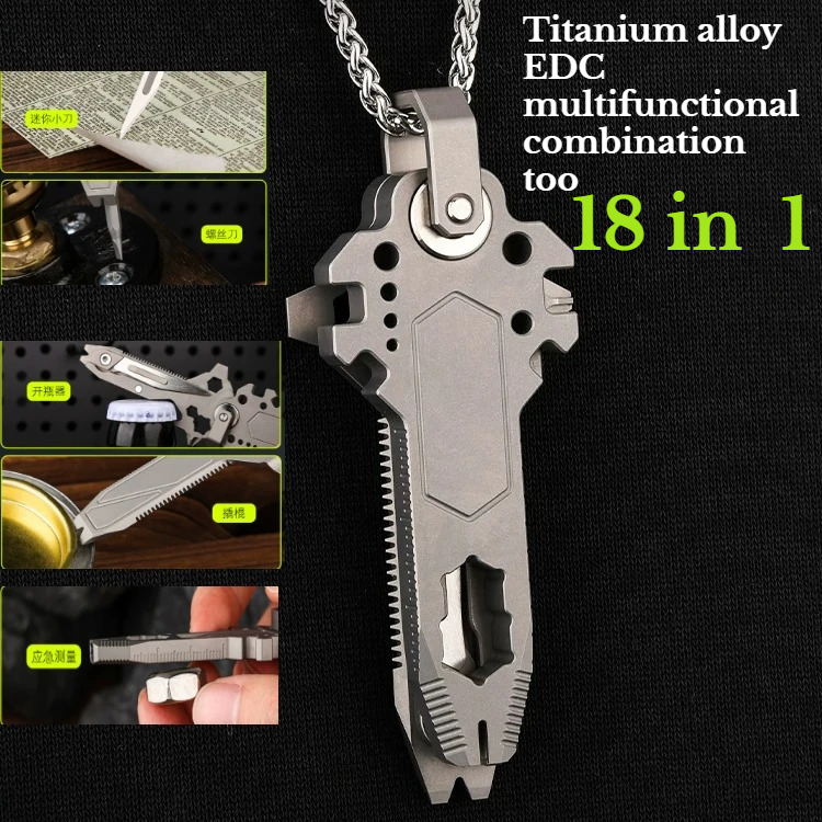 Titanium Pry Bar - Ferramenta Multifuncional EDC 18 em 1