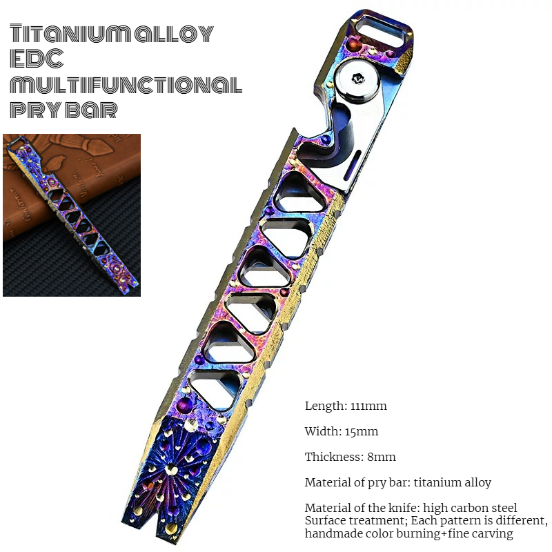 Titanium Pry Bar - Barra Multifuncional de Titânio CNC, Equipamento